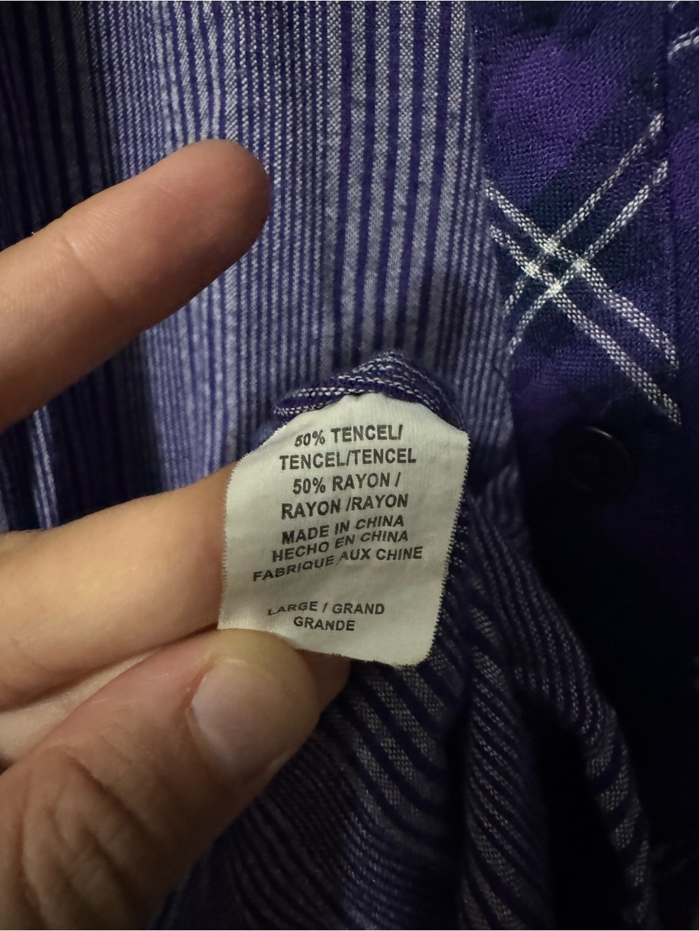 Rails Purple Plaid Button-Up Shirt | Lightweight | Size L - Picture 6 of 7